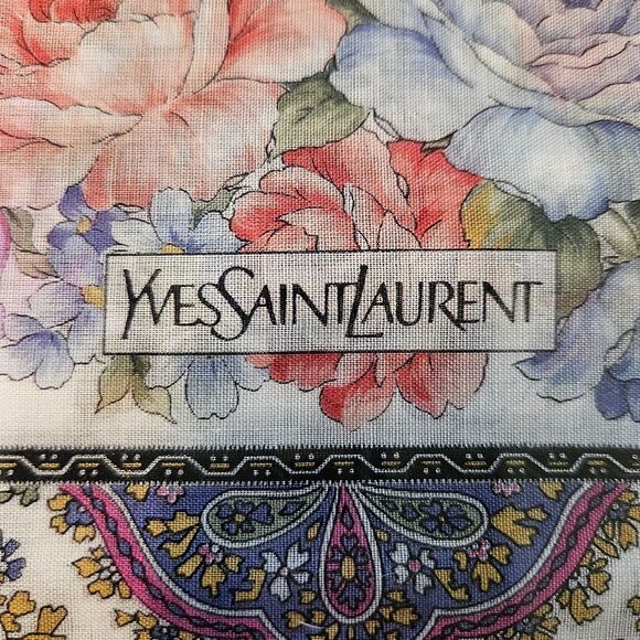 Yves Saint Laurent (Exclusive) NEW Floral Print Vintage 1980s Handkerchief Set - Picture 5 of 8